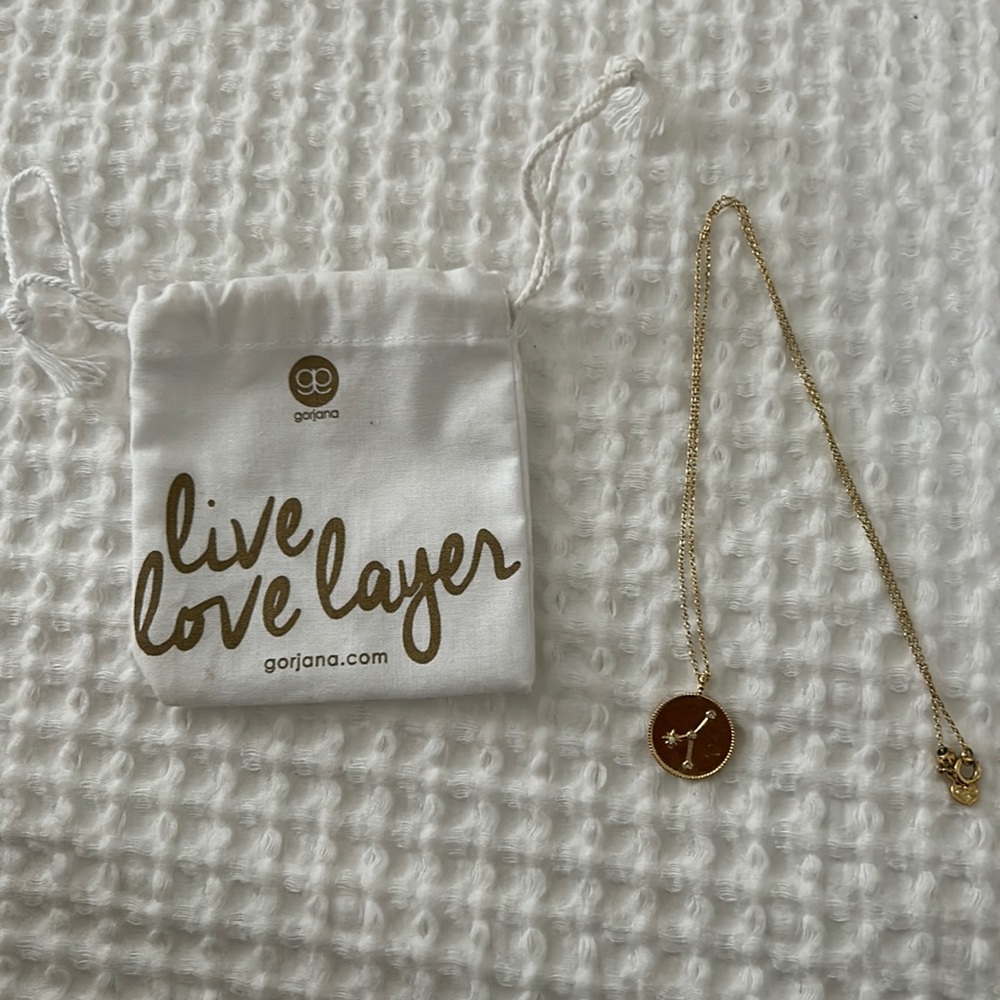 Gorjana Astrology Coin Necklace: Cancer- like new, comes with bag and tote!